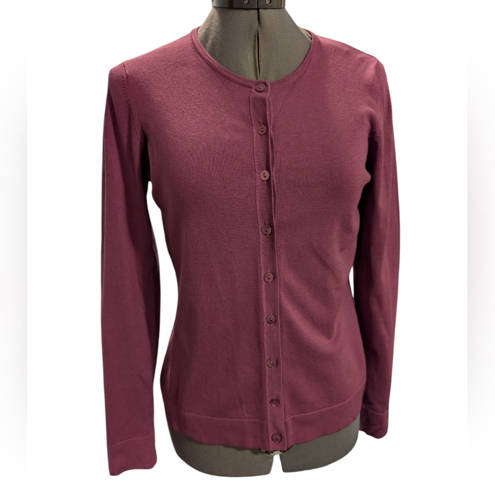 August Silk‎ Women's  Silk Blend Cardigan  Sweater Purple Size Small